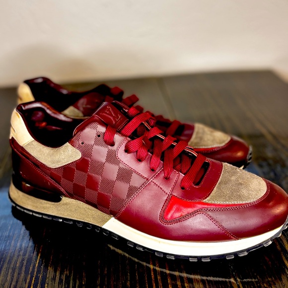 Louis Vuitton Burgundy Suede Run Away Sneakers Size 12 - Picture 1 of 12